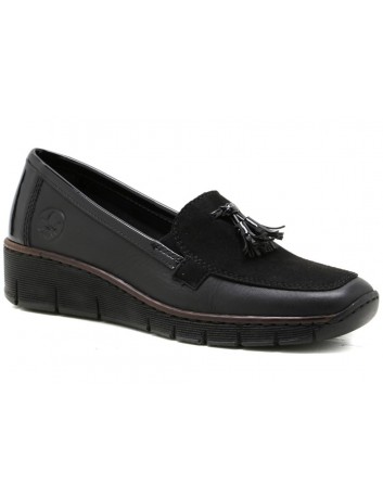 Skórzany półbut damski Rieker 53771-01S,czarny