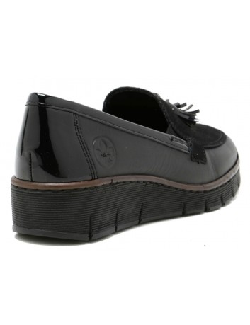 Skórzany półbut damski Rieker 53771-01S,czarny