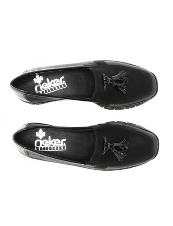 Skórzany półbut damski Rieker 53771-01S,czarny