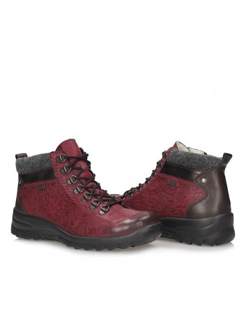 Skórzany półbut damski ocieplany Rieker L7144-35W,bordowy