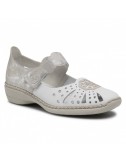 Półbuty skórzane RIEKER 41368-80 białe