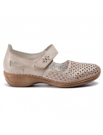 Półbuty skórzane RIEKER 413G8-62CL beżowy