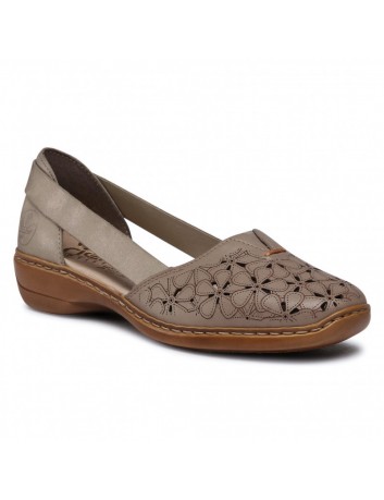 Półbut damski Rieker 41356-64 ciemny beżowy