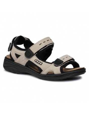 Skórzany sandał damski Rieker 64582-60 beżowy