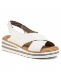 Skórzany sandał damski Rieker V0271-80 biały