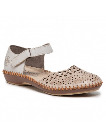 Sandał skórzany damski Rieker M1656-62 beżowy