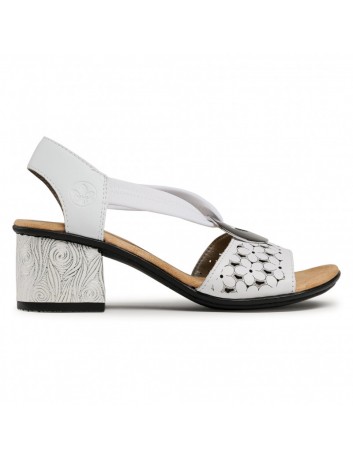 Skórzany sandał damski Rieker 64677-80 biały