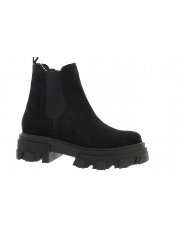 Skórzany trzewik damski JUMA 2853 czarny zamsz